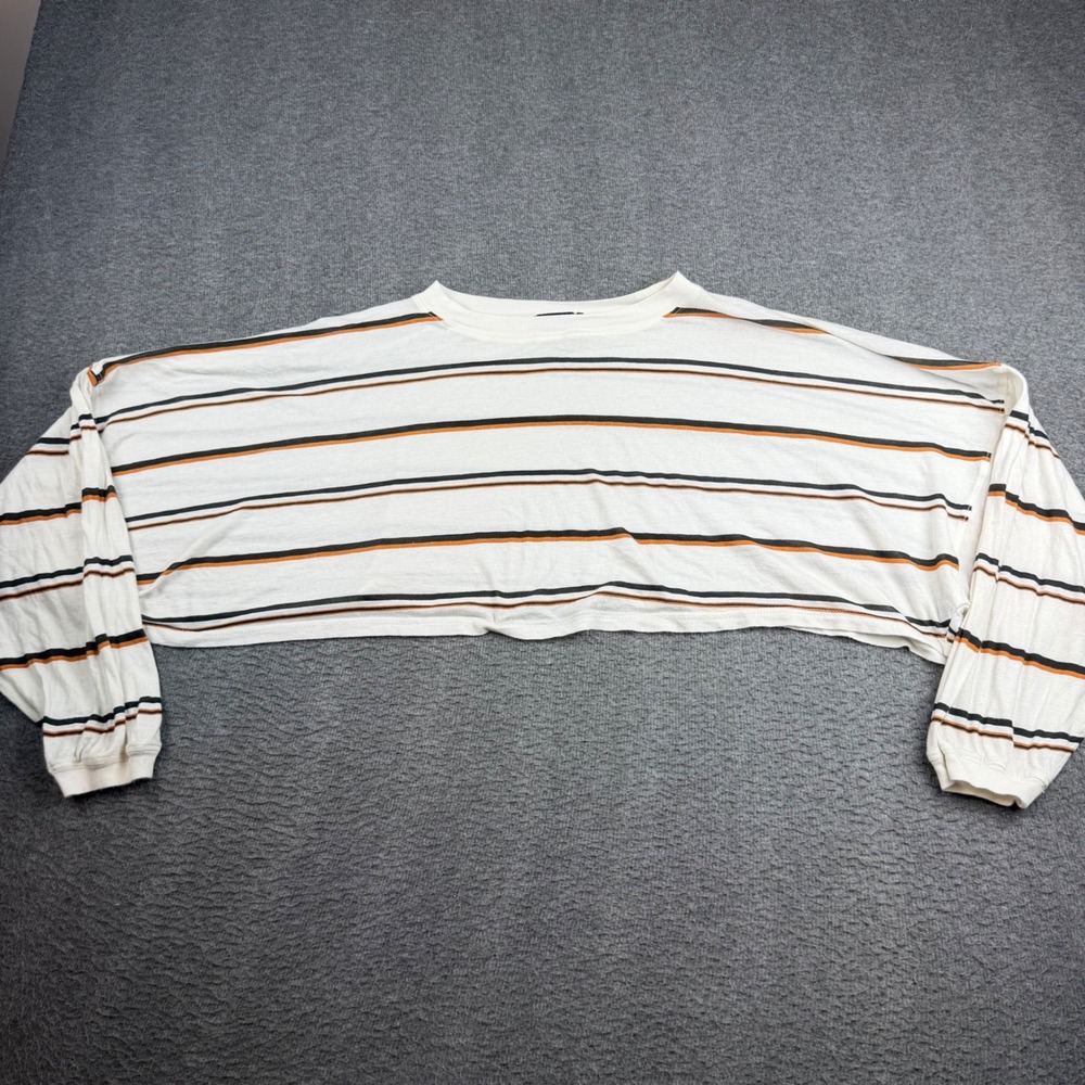 Out From Under Urban Outfitters Crop Top Women's Small White Striped Long Sleeve